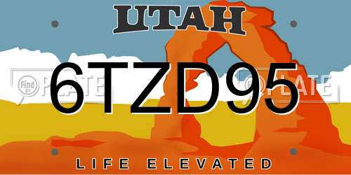 6TZD95 Utah License Plate