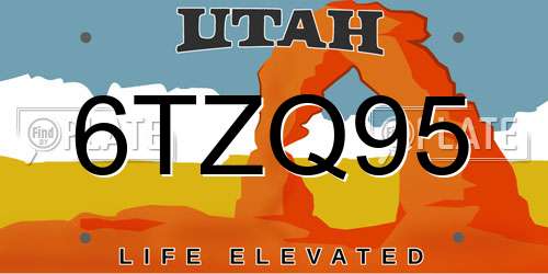 6TZQ95 Utah License Plate