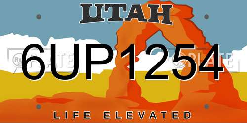 6UP1254 Utah License Plate