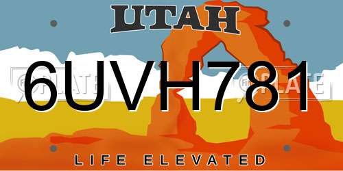 6UVH781 Utah License Plate