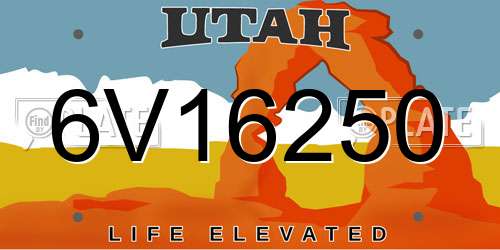 6V16250 Utah License Plate