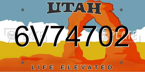 6V74702 Utah License Plate