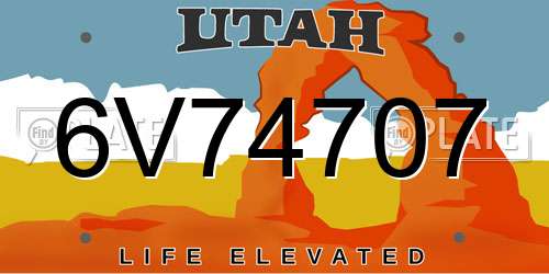6V74707 Utah License Plate