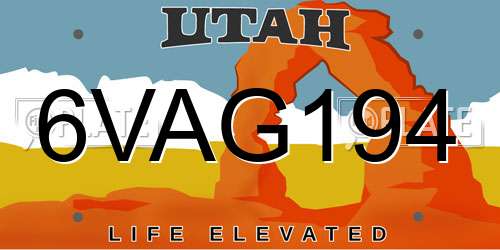 6VAG194 Utah License Plate