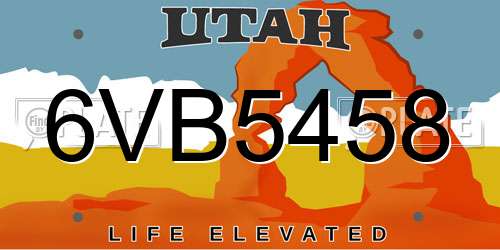 6VB5458 Utah License Plate