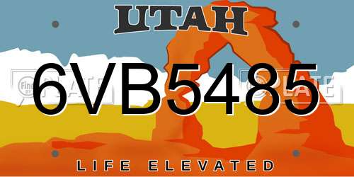 6VB5485 Utah License Plate