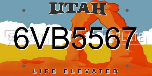 6VB5567 Utah License Plate