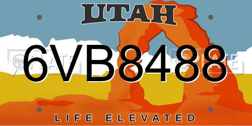 6VB8488 Utah License Plate