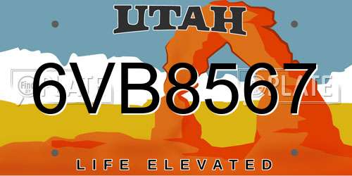 6VB8567 Utah License Plate