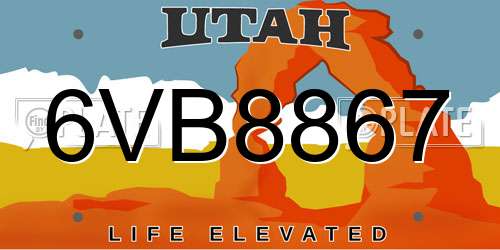 6VB8867 Utah License Plate