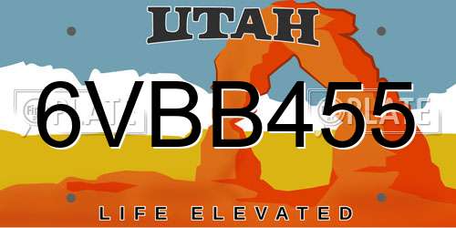 6VBB455 Utah License Plate