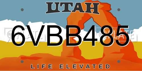 6VBB485 Utah License Plate