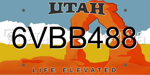 6VBB488 Utah License Plate