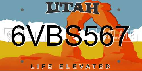 6VBS567 Utah License Plate