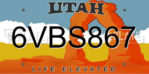 6VBS867 Utah License Plate