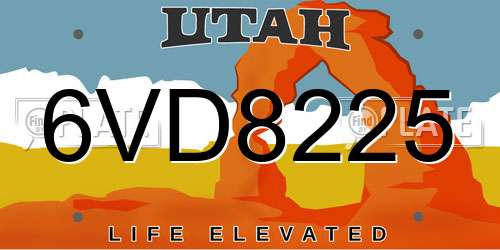 6VD8225 Utah License Plate
