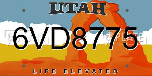 6VD8775 Utah License Plate