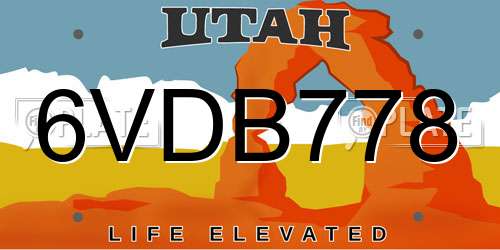6VDB778 Utah License Plate