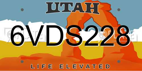 6VDS228 Utah License Plate