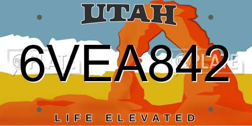 6VEA842 Utah License Plate