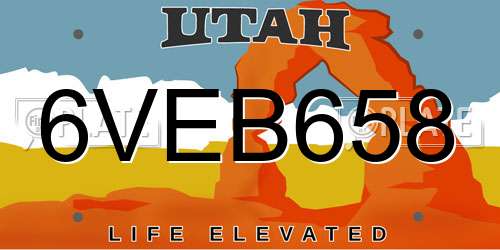 6VEB658 Utah License Plate