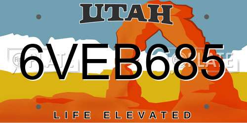 6VEB685 Utah License Plate