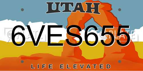 6VES655 Utah License Plate