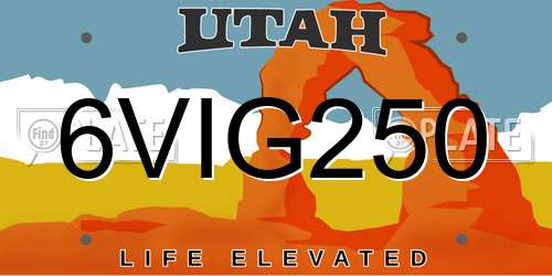 6VIG250 Utah License Plate