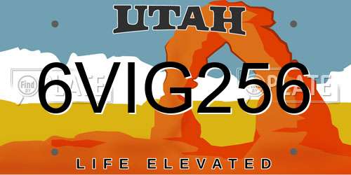6VIG256 Utah License Plate