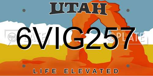 6VIG257 Utah License Plate