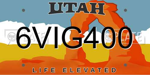 6VIG400 Utah License Plate