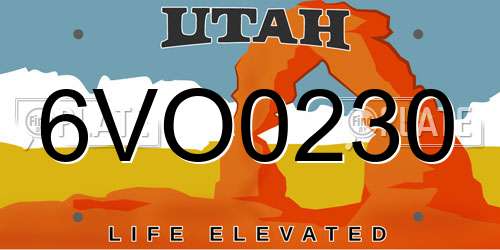 6VO0230 Utah License Plate