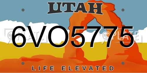 6VO5775 Utah License Plate