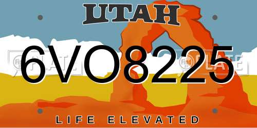 6VO8225 Utah License Plate