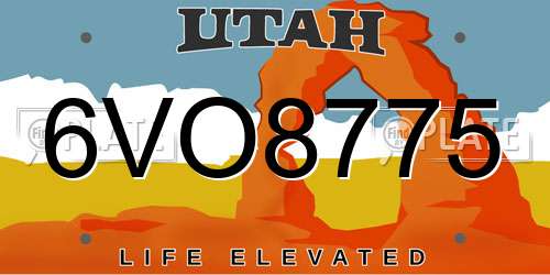 6VO8775 Utah License Plate