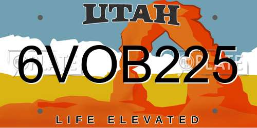 6VOB225 Utah License Plate