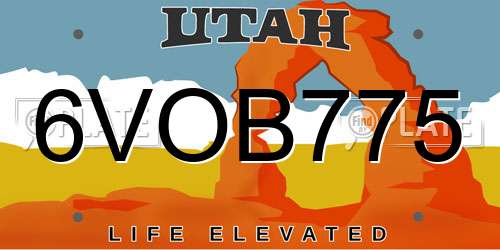 6VOB775 Utah License Plate