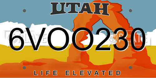 6VOO230 Utah License Plate