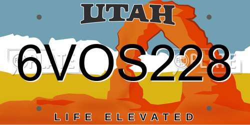 6VOS228 Utah License Plate