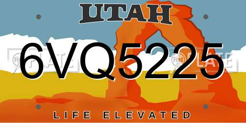 6VQ5225 Utah License Plate