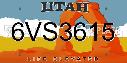 6VS3615 Utah License Plate
