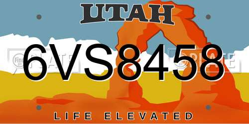 6VS8458 Utah License Plate