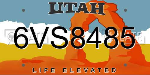 6VS8485 Utah License Plate