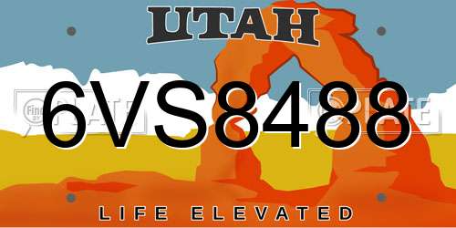 6VS8488 Utah License Plate