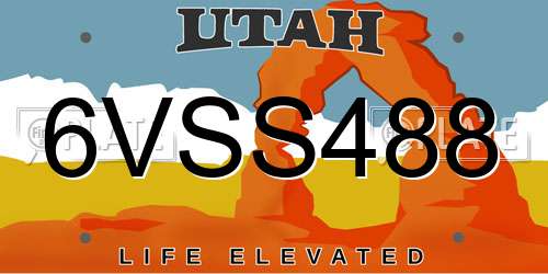 6VSS488 Utah License Plate