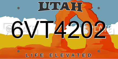 6VT4202 Utah License Plate