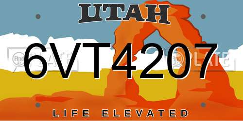 6VT4207 Utah License Plate