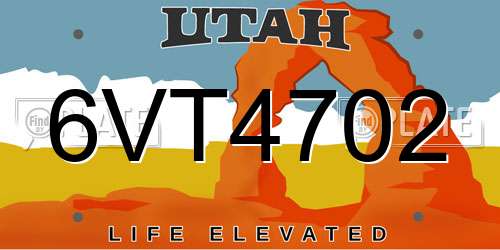 6VT4702 Utah License Plate