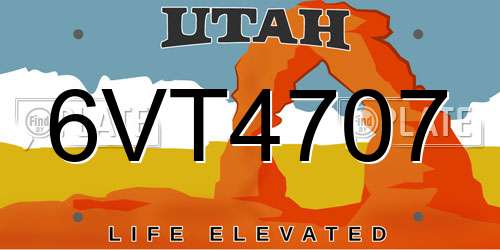 6VT4707 Utah License Plate