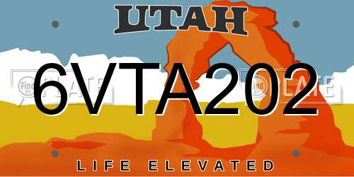 6VTA202 Utah License Plate
